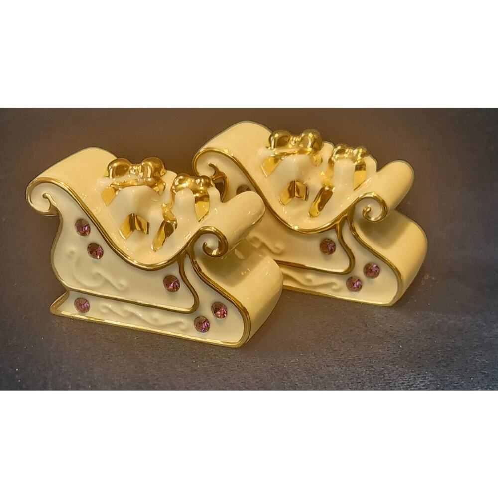 3 pr Lenox Salt & Pepper Shakers: Owls and Carlyle and Christmas Sleigh w Jewels
